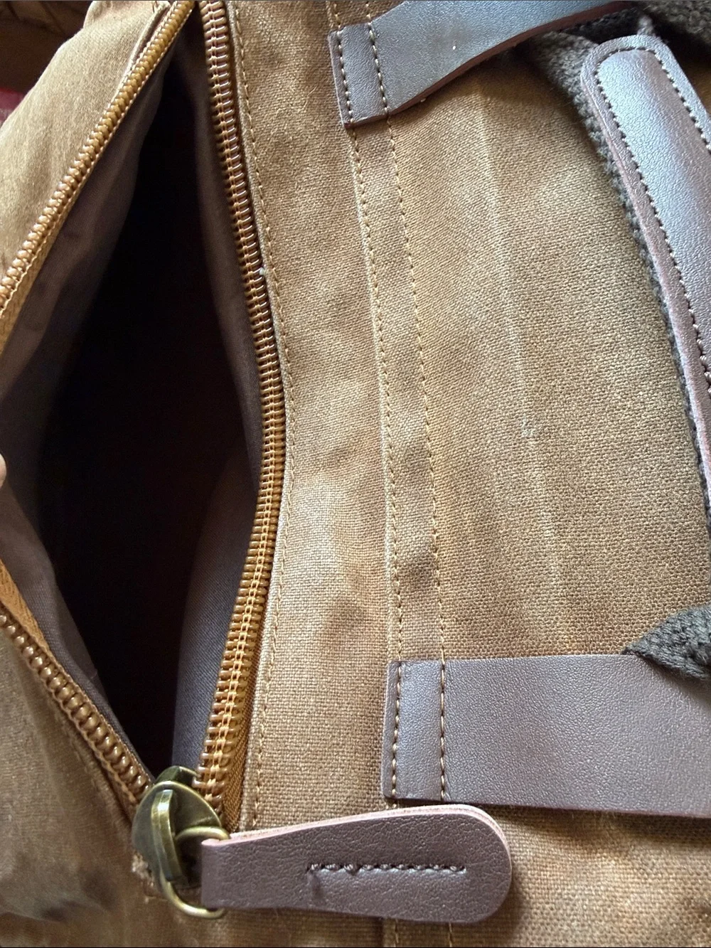 Men's Brown Canvas Messenger Bag with faux Leather Straps